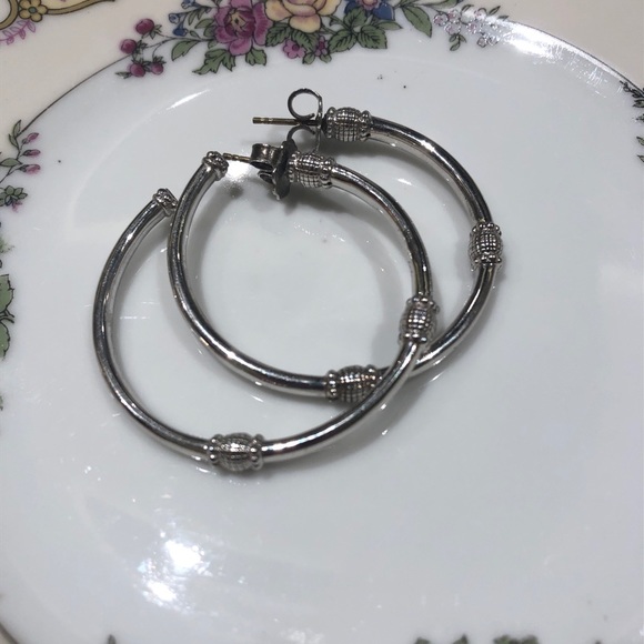 Silver Antique Hoops - Picture 2 of 3